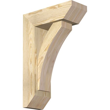 Ekena Millwork Thorton Slat Rough Sawn Bracket w/ Offset Brace, Douglas Fir, 6"W x 16"D x 24"H BKT0604X16X24THR06RDF